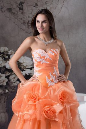 Abito Quinceanera con Fiore con Applique Ball Gown con Increspature Cuore