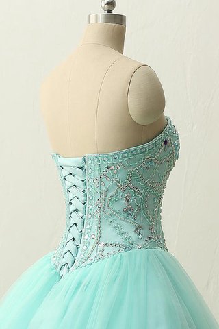 Abito Quinceanera con Increspature con Perline Senza Maniche Allacciato Conotta