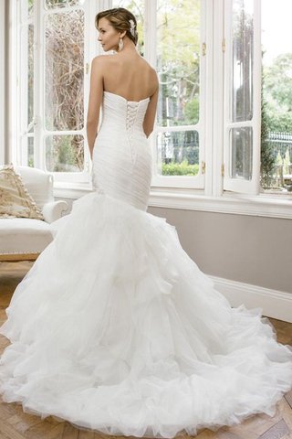 Abito da Sposa in Tulle con Applique con Increspato Senza Strap Stravagante