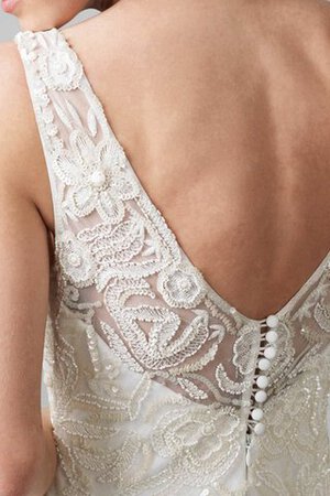 Abito da Sposa con Paillette Spazzola Treno con Perline con Applique V-Scollo