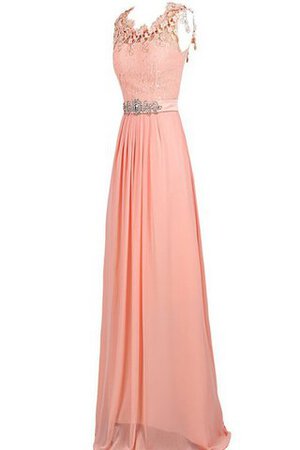 Abito da damigella Senza Maniche in Pizzo Naturale con Piega in Chiffon