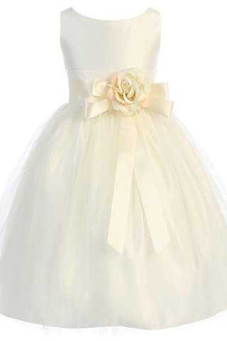 Abito da Cerimonia Bambini con Fiore in Tulle A-Line Senza Maniche