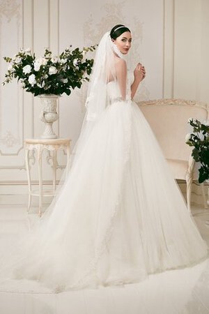 Abito da Sposa Naturale con Cristino in Tulle Ball Gown Senza Strap