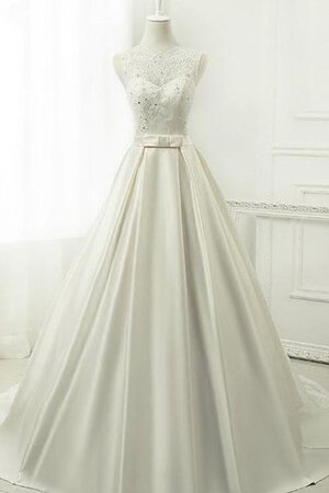 Abito da Sposa con Perline V-Scollo Semplice in Chiffon in Organza