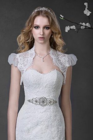 Abito da Sposa con Fiocco Senza Maniche Allacciato con Applique Naturale