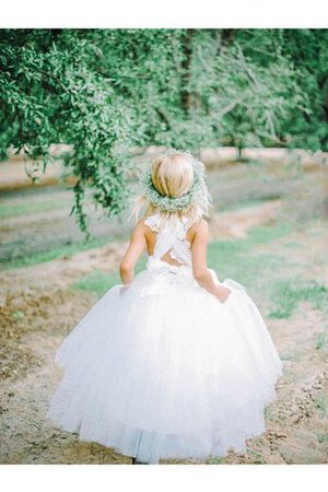 Abito da Cerimonia Bambini in Pizzo in Tulle A Terra Principessa con Fiore