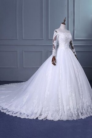 Abito da Sposa Monospalla con Applique Stravagante in Tulle Fuori dalla spalla