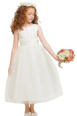 Abito da Cerimonia Bambini Tondo Cerniera con Perline in Tulle con Applique