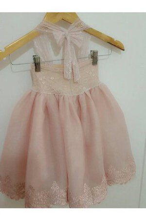 Abito da Cerimonia Bambini in Pizzo Anello Alta Vita con Applique Senza Maniche