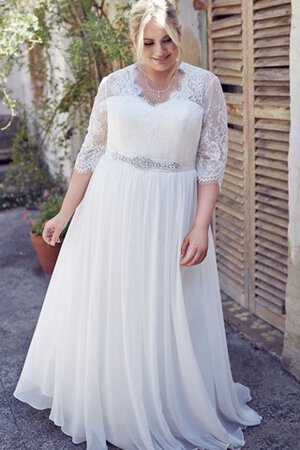 Abito da Sposa A-Line con Piega Bordo Ondulato in Chiffon V-Scollo