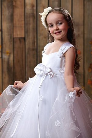 Abito da Cerimonia Bambini con Fiore con Increspato in Tulle A-Line