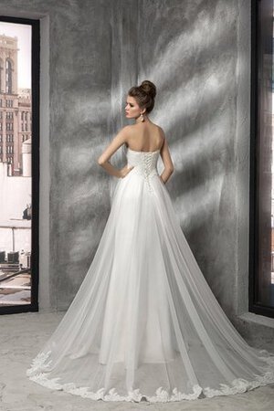 Abito da Sposa A-Line Spazzola Treno con Applique Alta Vita a Riva