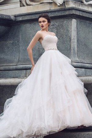 Abito da Sposa A-Line Naturale in Tulle A Terra Allacciato