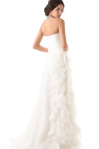 Abito da Sposa in Organza A-Line Naturale Senza Maniche con Piega