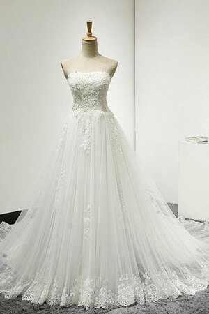 Abito da Sposa Senza Maniche A-Line Senza Strap con Perline Coda A Strascico Corto