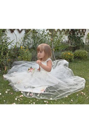 Abito da Cerimonia Bambini con Increspature Ball Gown in Tulle in Pizzo con Fiore