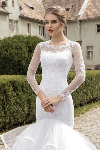 Abito da Sposa A Terra Sirena Buco Della Serratura Schiena in Tulle con Maniche Lunghe