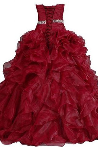 Abito Quinceanera Senza Maniche in Tulle Allacciato Naturale con Stropicciato