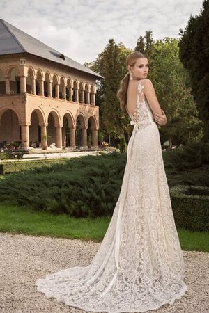 Abito da Sposa Seducente con Fiocco V-Scollo Stravagante Semplice