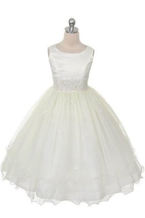 Abito da Cerimonia Bambini A-Line Tondo in Tulle con Fiocco Senza Maniche