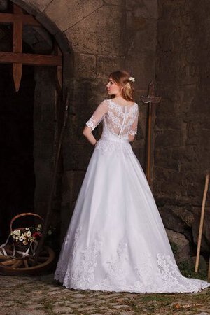 Abito da Sposa in Tulle Spazzola Treno con Applique con Mezze Maniche Largo