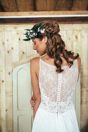 Abito da Sposa A-Line Senza Maniche con Piega Conotta con Bottone