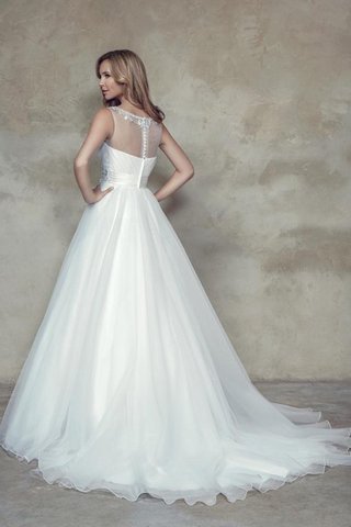 Abito da Sposa con Criss-cross in Raso Naturale in Tulle Senza Maniche