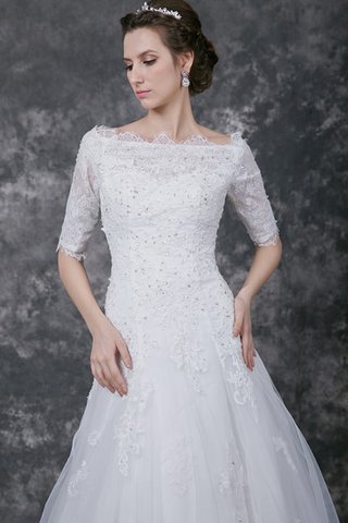 Abito da Sposa Barchetta A-Line con Perline Stravagante in Pizzo