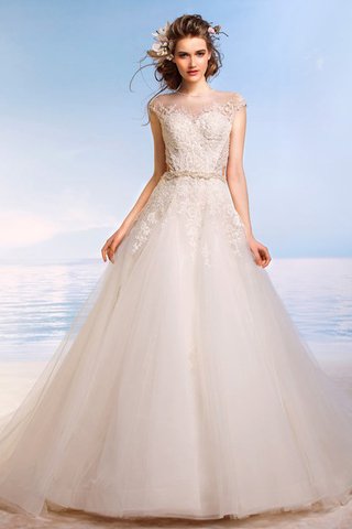 Abito da Sposa A-Line con Applique con Perline Spazzola Treno decorato