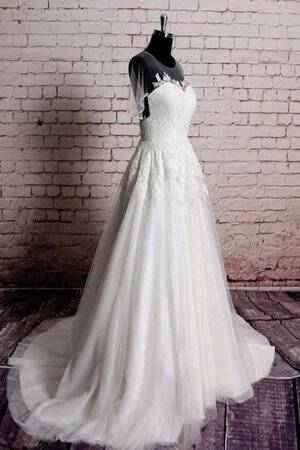 Abito da Sposa con Manica Corte Naturale decorato in Pizzo A-Line