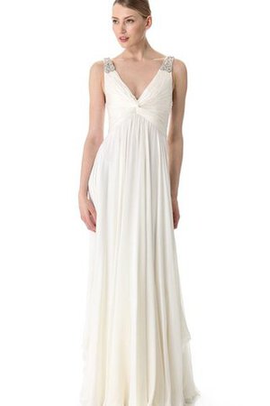 Abito da Sposa A Terra Conotta Cappellino Senza Maniche V-Scollo