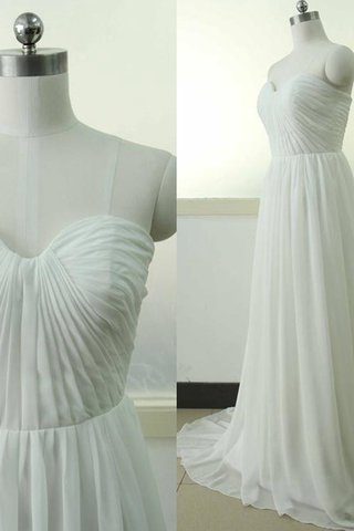 Abito da Sposa in Chiffon con Fiore in Raso A Terra Cerniera