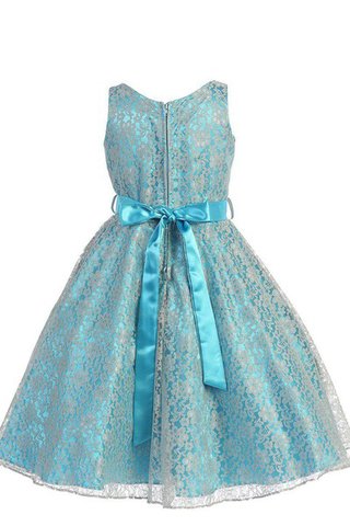 Abito da Cerimonia Bambini Cerniera V-Scollo Senza Maniche A-Line in Pizzo