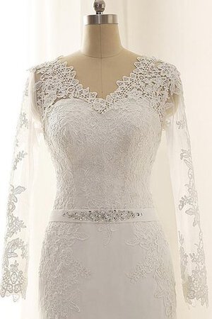 Abito da Sposa a Riva V-Scollo con Maniche Lunghe con Perline Elegante