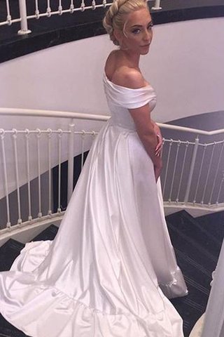 Abito da Sposa in Raso Sogno con Piega Fuori dalla spalla Sensuale