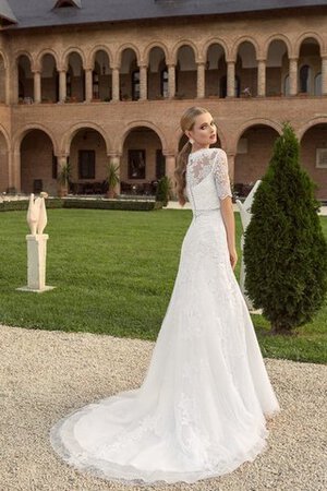 Abito da Sposa con Bottone in Pizzo Moda A Terra con Mezze Maniche