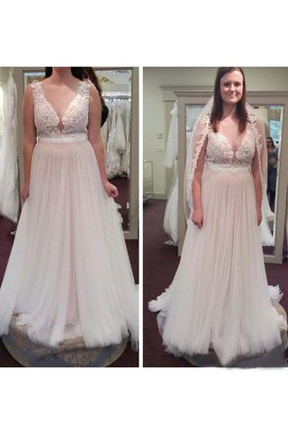 Abito da Sposa con Applique Seducente Stravagante in Tulle con Piega