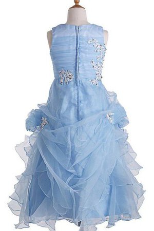 Abito da Cerimonia Bambini A-Line con Applique Senza Maniche con Paillette in Tulle