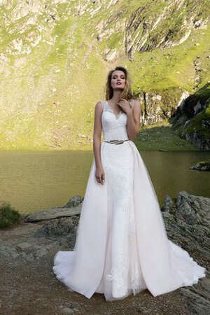 Abito da Sposa A-Line A Terra Lunghi in Tulle Naturale