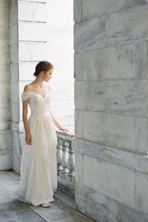 Abito da Sposa A-Line con Increspature Cerniera Sensuale A Terra