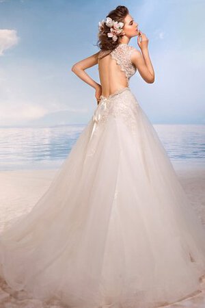 Abito da Sposa A-Line con Applique con Perline Spazzola Treno decorato