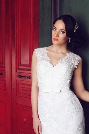 Abito da Sposa con Applique Lunghi A-Line Senza Maniche in Pizzo