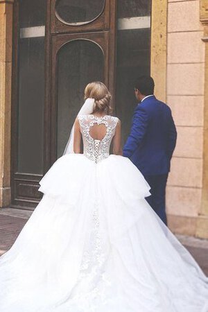 Abito da Sposa in Tulle in Pizzo Lusso Bassa Buco Della Serratura Schiena