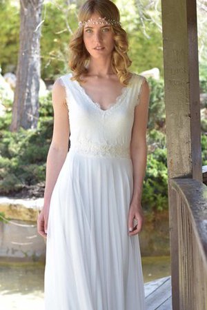 Abito da Sposa V-Scollo Senza Maniche Vintage Semplice con Fusciacca