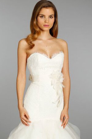 Abito da Sposa con Increspature Cuore con Fiore con Nastro Sensuale