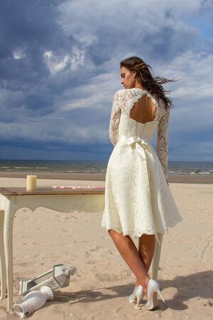 Abito da Sposa Lupetto A-Line Buco Della Serratura Schiena con Fiocco Semplice