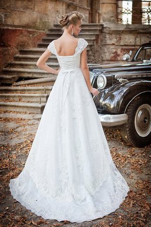 Abito da Sposa Classico Lungo A-Line V-Scollo Spazzola Treno