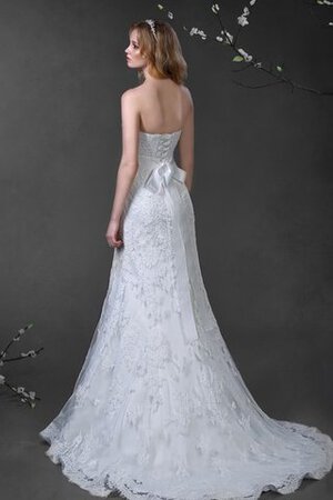 Abito da Sposa con Fiocco Senza Maniche Allacciato con Applique Naturale