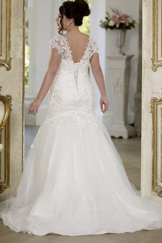Abito da Sposa Ampio Semplice in Tulle con Ricamo Allacciato