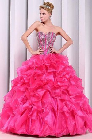 Abito Quinceanera Senza Maniche in Tulle Ball Gown con Cascata Volant Allacciato